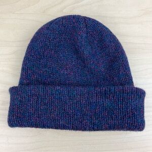 Vintage Wigwam Winter Cuff Beanie Wool Purple Blue Made In USA